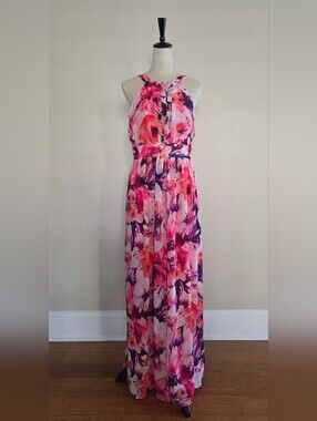 Eliza J Pink Floral Halter Maxi Dress